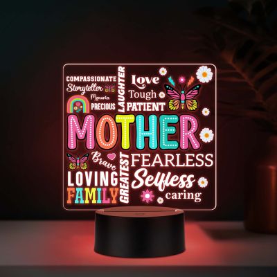 Inspirational Quote UV Print Auto Color Changing LED Lamp for Mom   Acrylic Light